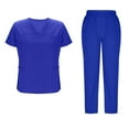 thumbnail image 1 of Scrubs Sets for Women Stretch Short Sleeve V-Neck Scrub Top & Jogger Cargo Pant Medical Uniform Scrub Sets with Pockets, 1 of 5