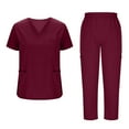 thumbnail image 1 of Scrubs Sets for Women Stretch Short Sleeve V-Neck Scrub Top & Jogger Pant Medical Uniform Scrub Sets for Woman with Pockets, 1 of 5