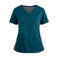 thumbnail image 1 of Scrubs Top for Women V-Neck with 4 Pockets, Soft, 4-Way Stretch & Durable Fabric Dark Blue M, 1 of 4