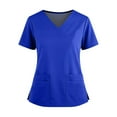 thumbnail image 1 of Scrubs Top for Women V-Neck with 4 Pockets, Soft, 4-Way Stretch & Durable Fabric Royal Blue 2XL, 1 of 4