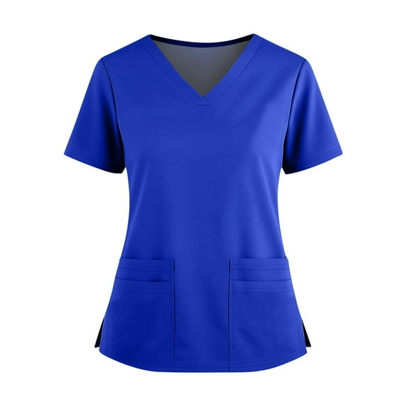 Scrubs Top for Women V-Neck with 4 Pockets, Soft, 4-Way Stretch & Durable Fabric Royal Blue 3XL