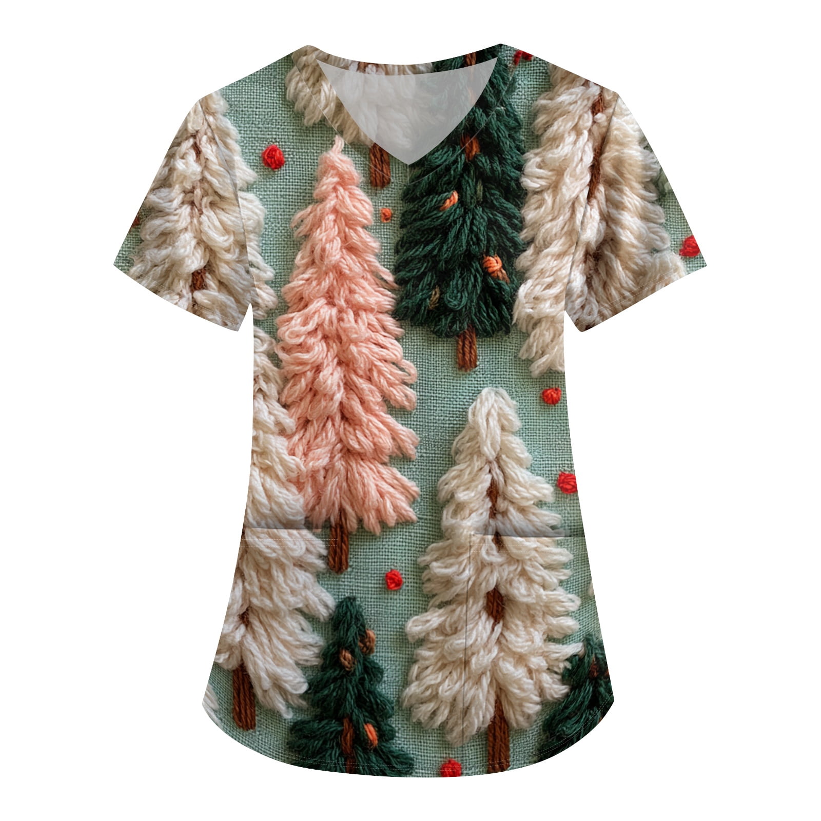 Scrub Garb Scrubs Tops Women Christmas Cartoon Graphic Scrub Tops for Women Short ...