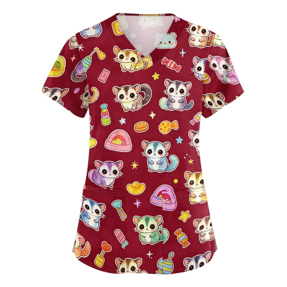 Scrubs Tops for Women V Neck Breathable Nurse Working Uniform Shirts