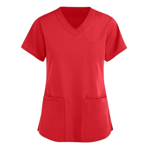 Scrubs Tops for Women Vneck Short Sleeve Nurse Working Uniforms Basic Color Soft Stretchy Holiday T Shirts