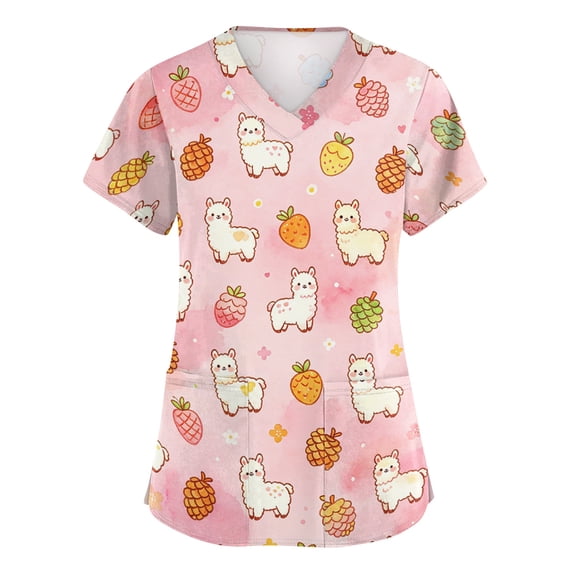 Scrubs Tops for Women Working Wear Short Sleeve V Neck Comfort Scrub Tops