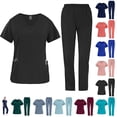 thumbnail image 1 of Scrubs Uniform Women Scrubs Set Top and Pants Black S, 1 of 7