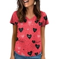 thumbnail image 1 of Scrubs With Pockets,Plus Size Women's V-Neck Valentine's Day Print Short-Sleeve Pocket Side-Slit Scrub Tops - Vermilion - XL, 1 of 5