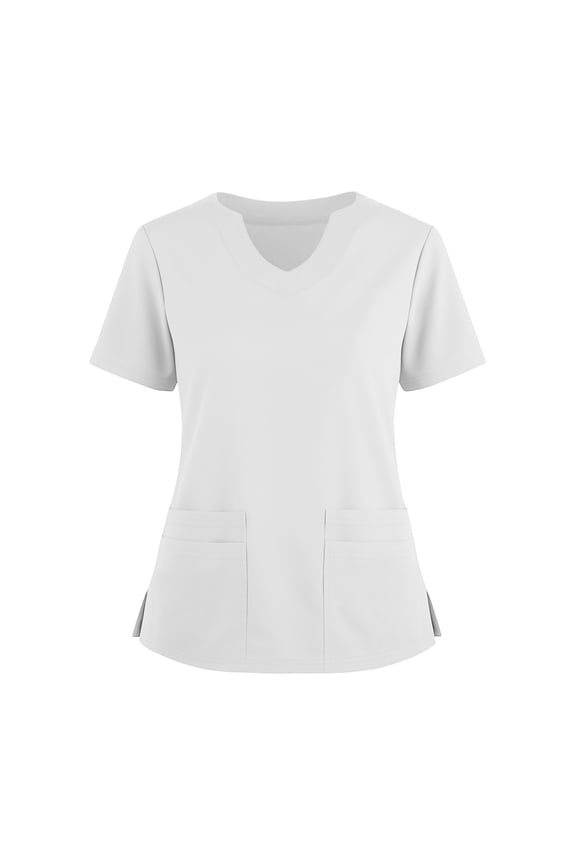 Scrubs Women, Plus Size Nurse Scrubs-V Neck Short Sleeve Uniform Tops With Double Side Pockets, Breathable Medical Scrubs For Women Workwear Scrubs Bodysuit Shapewear Pullover (XXL, White) ZMTing