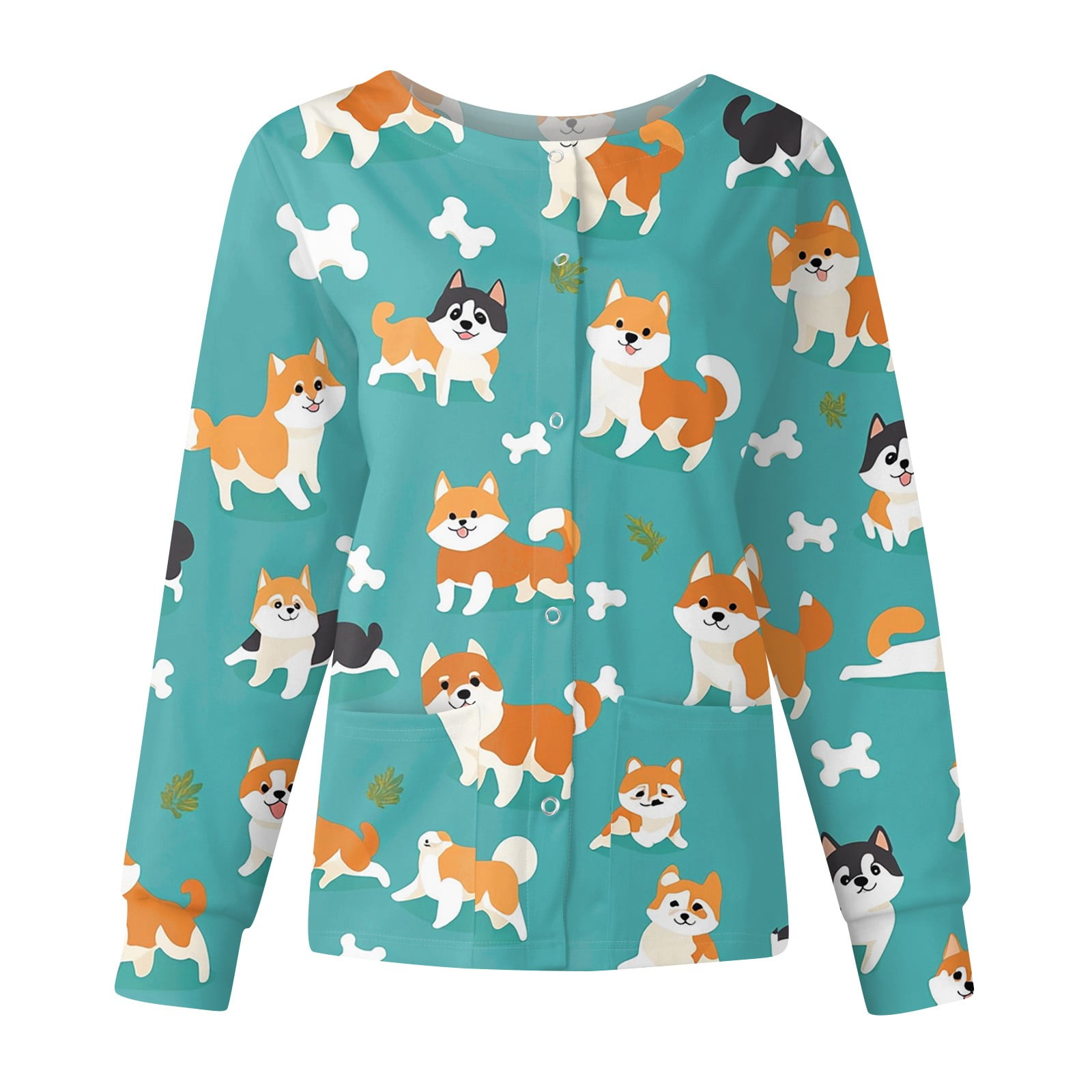 Scrubs For Women Set, Christmas Animal Print Scrub Top Women, Long