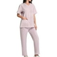 thumbnail image 1 of Scrubs Women Set Deals Items Kojanyu Women's Short Sleeved Solid Color Pocket Protective Suit Sets Pink (XXXL), 1 of 9