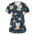 thumbnail image 1 of Scrubs For Women Tops, Cute Animal Print Scrub Top-Loose Fit Short Sleeve V Neck Healthcare Uniform With Pocket Scrubs Sheer Tops White T Shirts Crop Tops Blouses Casual (3XL, Navy) ZMTing, 1 of 4