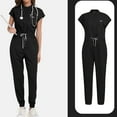 thumbnail image 1 of Scrubs Women,Womens Scrub Sets with Mandarin Collar,Unisex Jumpsuit Workwear,Medical Uniform for Doctors, Nurses, Beauty Salons - Black - XL, 1 of 4