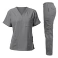 thumbnail image 1 of Scrubs for Men, Men's Medical Scrub Sets, V-Neck Short Sleeve Scrubs Top & Cargo Pants with Pockets M 01-Gray, 1 of 4