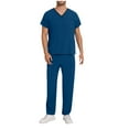 thumbnail image 1 of Scrubs for Men Set 2026 Spring Summer Uniform Stretchy V-Neck Scrub Top & Cargo Pant with Multi Pockets, 1 of 9