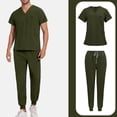 thumbnail image 1 of Scrubs for Men Set – Medical Uniform, Binding Top and Drawstring Pants Mens Scrub Sets Army Green L, 1 of 4
