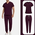 thumbnail image 1 of Scrubs for Men Set – Medical Uniform, Binding Top and Drawstring Pants Mens Scrub Sets Wine S, 1 of 4