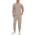 thumbnail image 1 of Scrubs for Men Set, Modern V Neck Scrub Top & Jogger Pant with 8 Pockets Professionals Soft Stretch Athletic Nursing Uniform Workwear (Khaki), 1 of 6