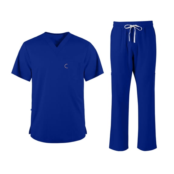 Scrubs for Men Set - V-Neck Scrub Top and Cargo Pants - 6 Pockets Men Scrubs Set