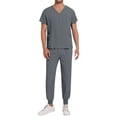thumbnail image 1 of Scrubs for Men Set - V-Neck Scrub Top and Cargo Pants - Pockets Men Scrubs Set Gray L, 1 of 3