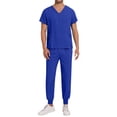 thumbnail image 1 of Scrubs for Men Set - V-Neck Scrub Top and Cargo Pants - Pockets Men Scrubs Set Royal Blue 2XL, 1 of 3