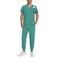thumbnail image 1 of Scrubs for Men Stretch V-Neck Scrub Top Jogger Pant with Pockets Work Set Quick Dry Anti-Wrinkle Mens Scrubs Set Turquoise S, 1 of 5