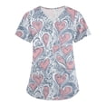 thumbnail image 1 of Scrubs for Women Comfortable Lightweight Durable Soft Stretch Flower Printed V-Neck Short Sleeve Medical Scrub Top 2025 Deep Red 3XL, 1 of 4