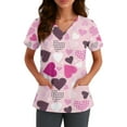 thumbnail image 1 of Scrubs for Women Comfortable Lightweight Durable Soft Stretch Flower Printed V-Neck Short Sleeve Medical Scrub Top Light pink XL, 1 of 5
