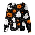 thumbnail image 1 of Scrubs for Women Halloween Pumpkin Print Medical Uniform Scrub Tops Button Down Long Sleeve Plus Size Stretch Nursing Scrub Jacket Tops, 1 of 2
