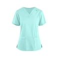 thumbnail image 1 of Scrubs for Women Lightweight Solid Color V-Neck Short Sleeve Scrub Tops Uniform Workout Regular Fit Clothes, 1 of 3
