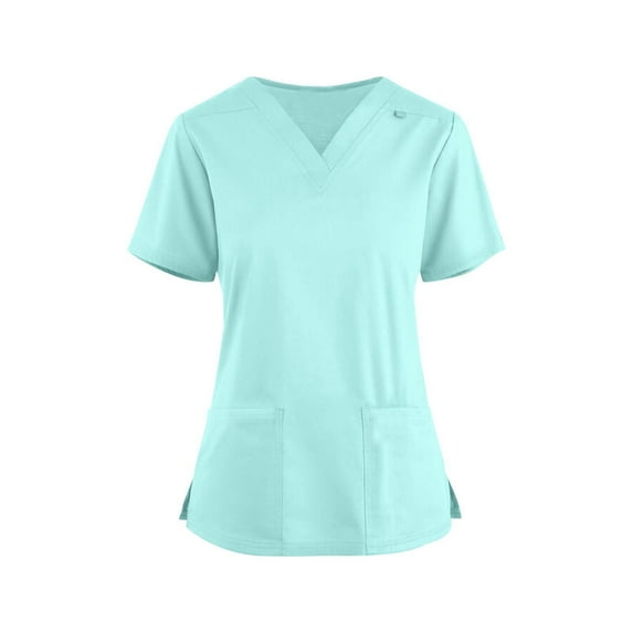 Scrubs for Women Lightweight Solid Color V-Neck Short Sleeve Scrub Tops Uniform Workout Regular Fit Clothes