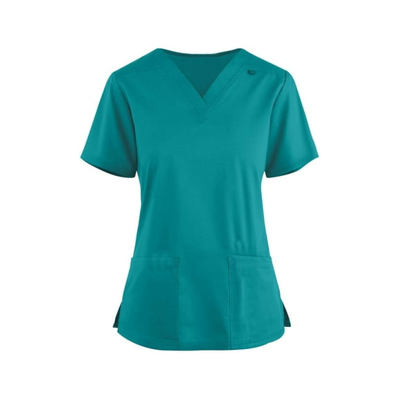 Scrubs for Women Lightweight Solid Color V-Neck Short Sleeve Scrub Tops Uniform Workout Regular Fit Clothes