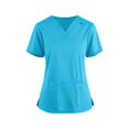 thumbnail image 1 of Scrubs for Women Lightweight Solid Color V-Neck Short Sleeve Scrub Tops Uniform Workout Regular Fit Clothes, 1 of 3