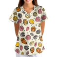 thumbnail image 1 of Scrubs for Women Nursing Uniform Scrub Tops, Stretch V Neck Short Sleeve Workwear Graphic Printed Blouse Tshirts, 1 of 5