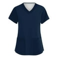 thumbnail image 1 of Scrubs for Women Petite,V-Neck Scrub Top with Solid Color - 3-Pocket Healthcare Uniform Tops for Women - Navy - XXXL, 1 of 5