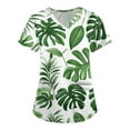 thumbnail image 1 of Scrubs for Women Plus Size,Hawaiian Print Healthcare Scrub Tops for Womens - Stretchy V-Neck Design with Pocket - Army Green - XXXXL, 1 of 5