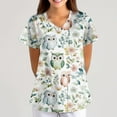 thumbnail image 1 of Scrubs for Women Plus Size Stretch Short Sleeve V Neck Cute Animal Pattern Nurse Tops Working Uniform Nursing Top with Pockets 05-White 3XL, 1 of 5