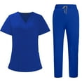 thumbnail image 1 of Scrubs for Women Scrub Set - Jogger Pant and Comfort Stretch V-Neck Top, Easy Care Workwear Nurse Uniforms Royal Blue XL, 1 of 4