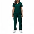 thumbnail image 1 of Scrubs for Women Set – Medical Uniform, Binding Top and Drawstring Pants Womens Scrub Sets Dark Green L, 1 of 3