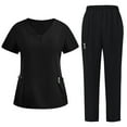 thumbnail image 1 of Scrubs for Women Set Medical Uniform - V-Neck Top & Straight Leg Pants with Multi Pockets, Nurse Workwear, 1 of 3