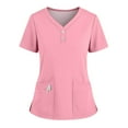 thumbnail image 1 of Scrubs for Women Set, Modern V-Neck Scrub Top & Jogger Scrub Pants with Multi Pockets Professionals Soft Stretch Medical Nursing Uniforms Set (Pink), 1 of 5