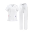 thumbnail image 1 of Scrubs for Women Set Modern V-Neck Scrub Top & Scrub Pants Multi Pockets Medical Uniform Workwear for Nurses,Dentists & Pet Care, 1 of 3