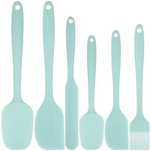 Silicone Spatula Set of 6, Food Grade Rubber Spatulas and Cooking Utensils, Heat-Resistant Kitchen Non Stick Utensils for Cooking, Baking, Mixing, Scraping, BPA-Free, Dishwasher Safe(Blue)
