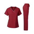 thumbnail image 1 of Scrubs for Women Set Pocket Top & Drawstring Jogger Scrub Pants Stretch Nursing Scrubs Set Uniform Wine M, 1 of 4