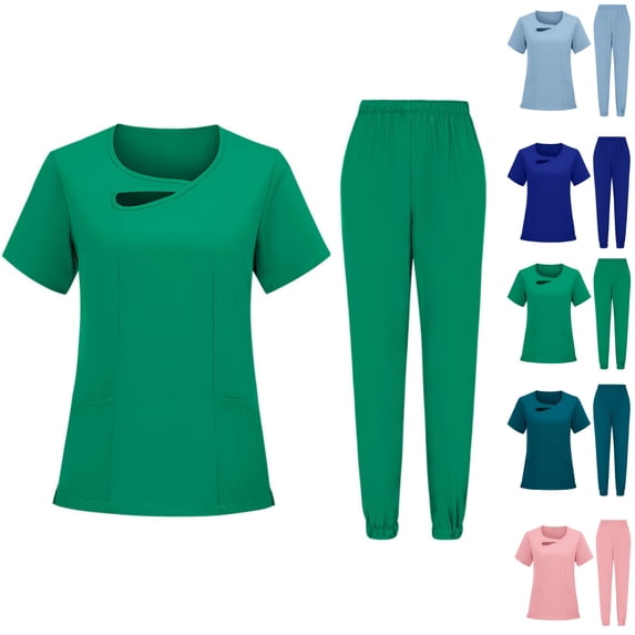 Scrubs for Women Set Stretch Fit Scrub Top & Jogger Pants Medical Nurse Uniforms Set