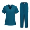 thumbnail image 1 of Scrubs for Women Set Stretch Fit Scrub Top & Jogger V-Neck 2025 Pants Medical Nurse Uniforms Set Multi Pocket Blue XXL, 1 of 4