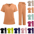 thumbnail image 1 of Scrubs for Women Set Stretch V-Neck Scrub Top & Cargo Pant Medical Uniform Nurse Sets with Pockets Orange 2XL, 1 of 9