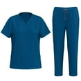 thumbnail image 1 of Scrubs for Women Set Stretch V-Neck Scrub Tops with Pockets & Cargo Pant Quick Drying Solid Nurse Work Uniform, 1 of 6