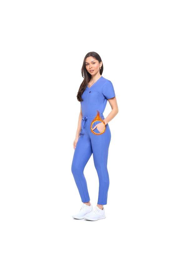 Scrubs for Women Set Ultra Stretch Form Fitting Womens Scrub Set (Ceil Blue, Large)