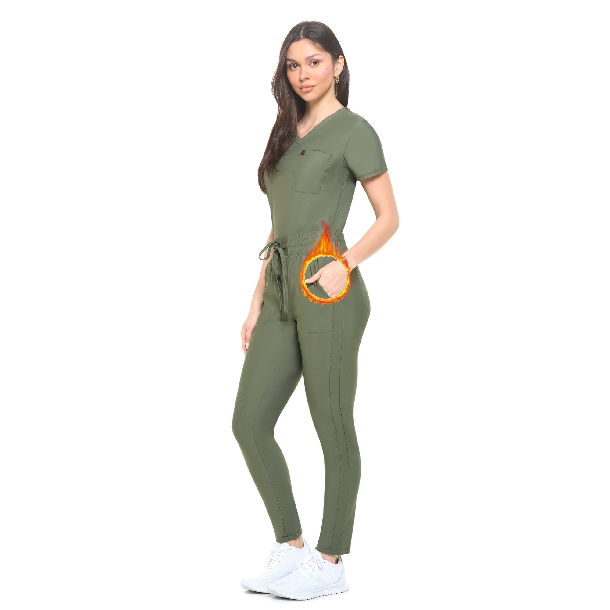 Scrub Form Scrubs for Women Set Ultra Stretch Form Fitting Womens Scrub Set (Olive ...