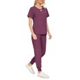 thumbnail image 1 of Scrubs for Women Set - V-Neck Scrub Top & Jogger Pant with Pockets, 4 Way Stretch Nurse Uniform Wine XXL, 1 of 4